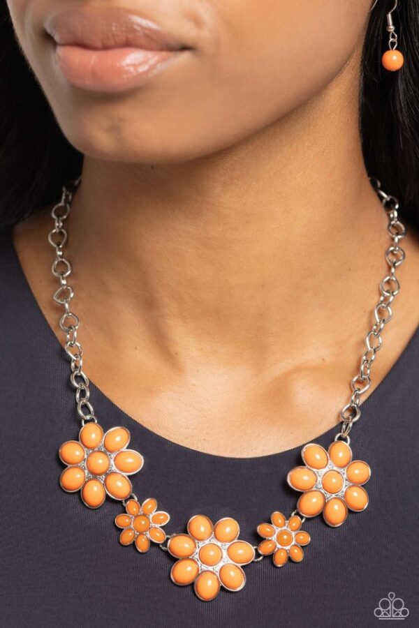 Paparazzi Necklace ~ Flamboyantly Flowering - Orange