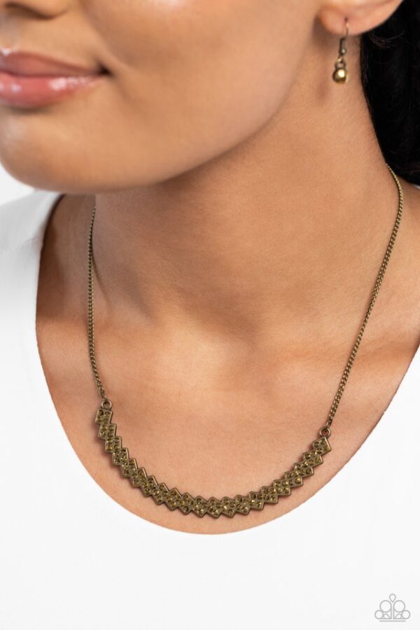 Paparazzi Necklace ~ Dicey Demure - Brass