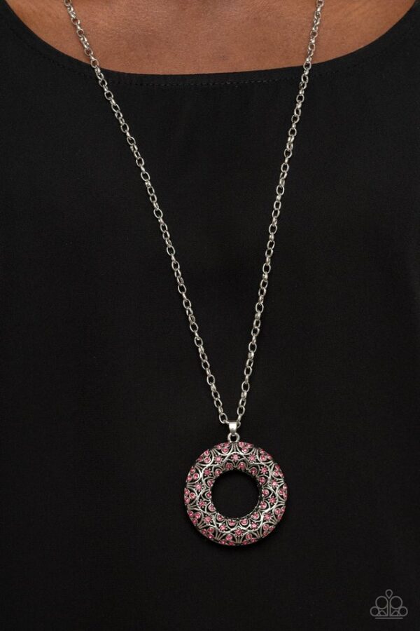 Paparazzi Necklace ~ Wintry Wreath - Pink