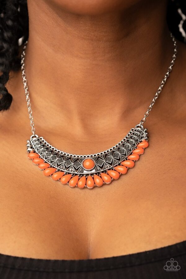 Paparazzi Necklace ~ Abundantly Aztec - Orange