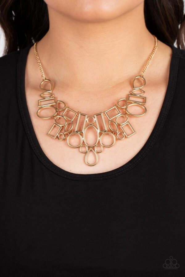 Paparazzi Necklace ~ Geometric Grit - Gold