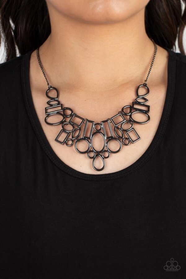 Paparazzi Necklace ~ Geometric Grit - Black