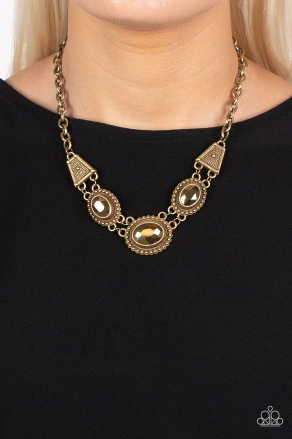 Paparazzi Necklace ~ Textured TRAPEZOID - Brass