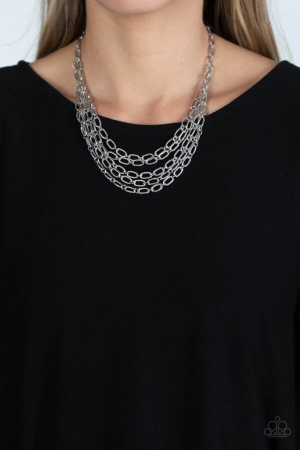 Paparazzi Necklace ~ House of CHAIN - Silver