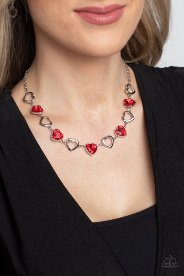 Paparazzi Necklace ~ Contemporary Cupid - Red