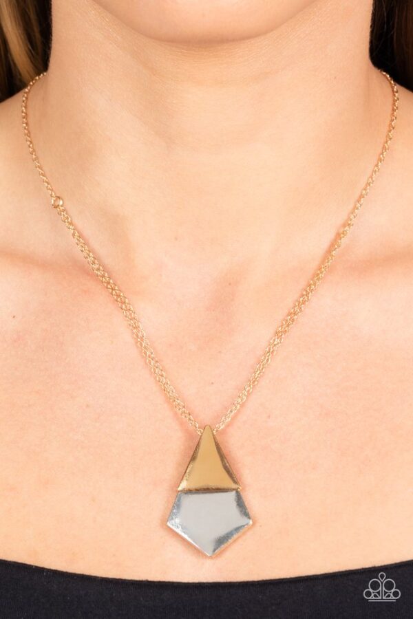 Paparazzi Necklace ~ Posh Pyramid - Gold