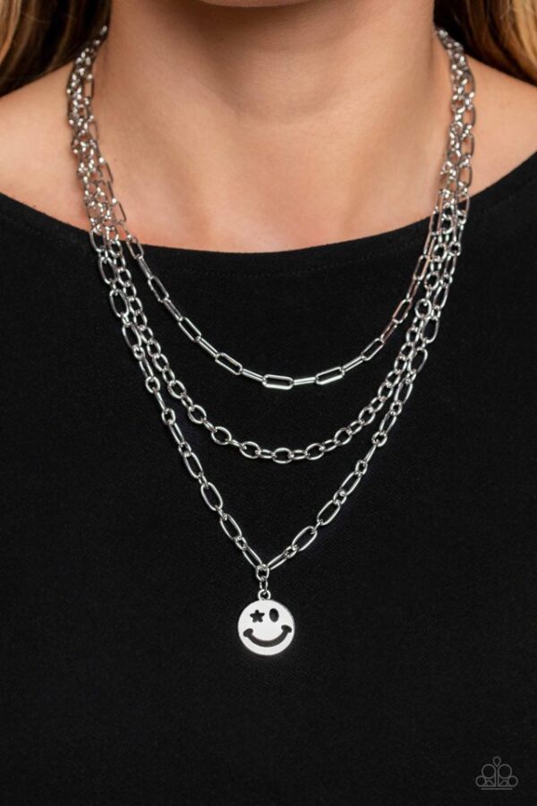 Paparazzi Necklace ~ Winking Wanderer - Silver