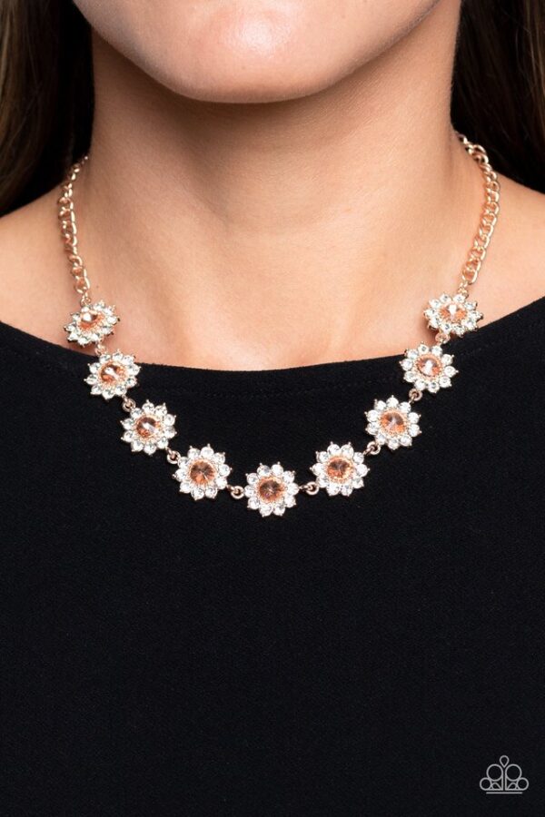 Paparazzi Necklace ~ Blooming Brilliance - Rose Gold