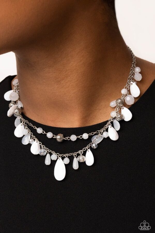 Paparazzi Necklace ~ Flirty Flood - White