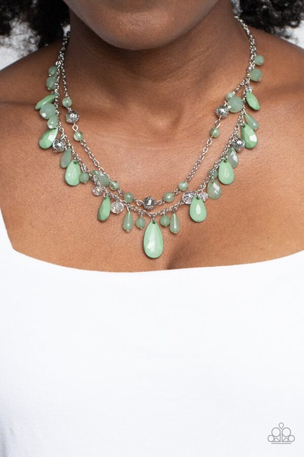 Paparazzi Necklace ~ Flirty Flood - Green