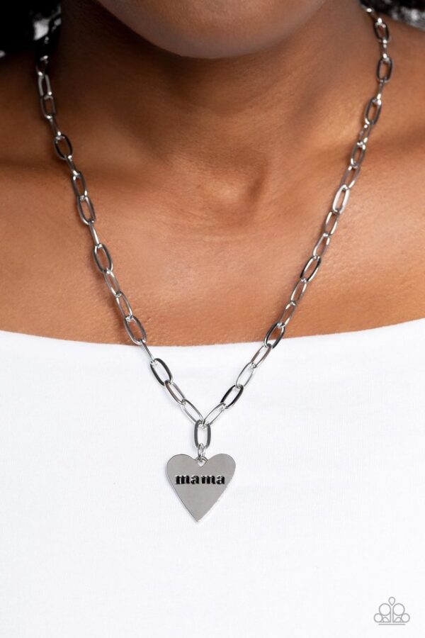 Paparazzi Necklace ~ Mama Cant Buy You Love - Silver