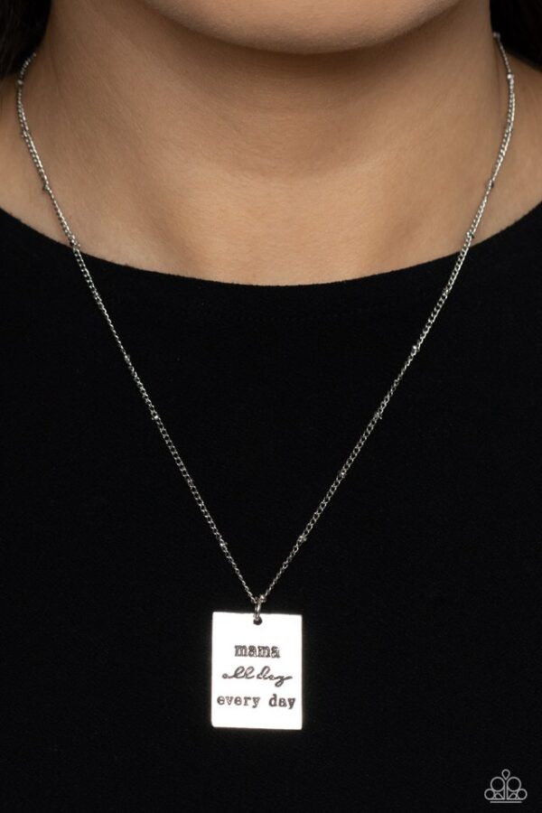 Paparazzi Necklace ~ Mama MVP - Silver