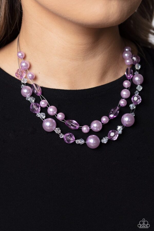 Paparazzi Necklace ~ Parisian Pearls - Purple