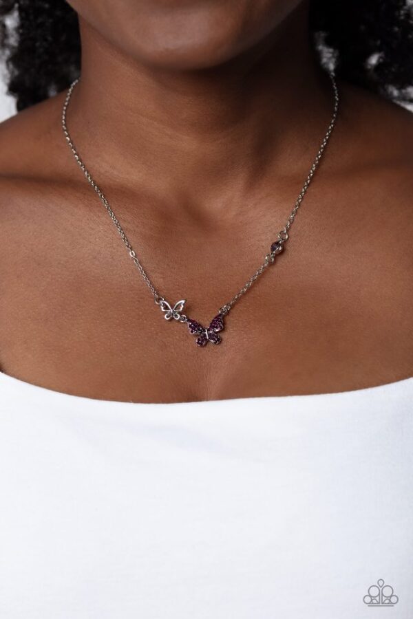 Paparazzi Necklace ~ Cant BUTTERFLY Me Love - Purple