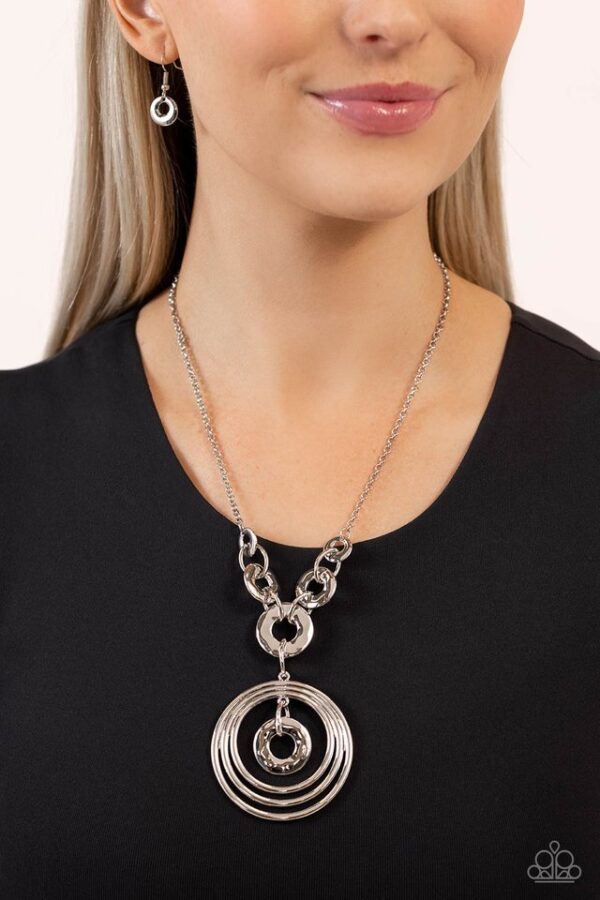 Paparazzi Necklace ~ High HOOPS - Silver