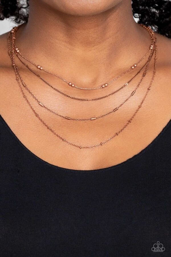 Paparazzi Necklace ~ Studded Shimmer - Copper