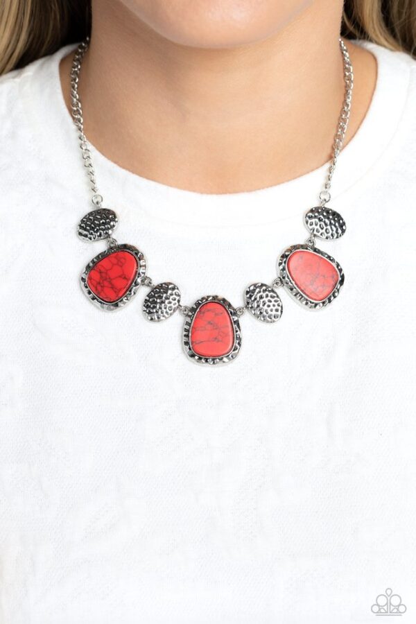 Paparazzi Necklace ~ Badlands Border - Red