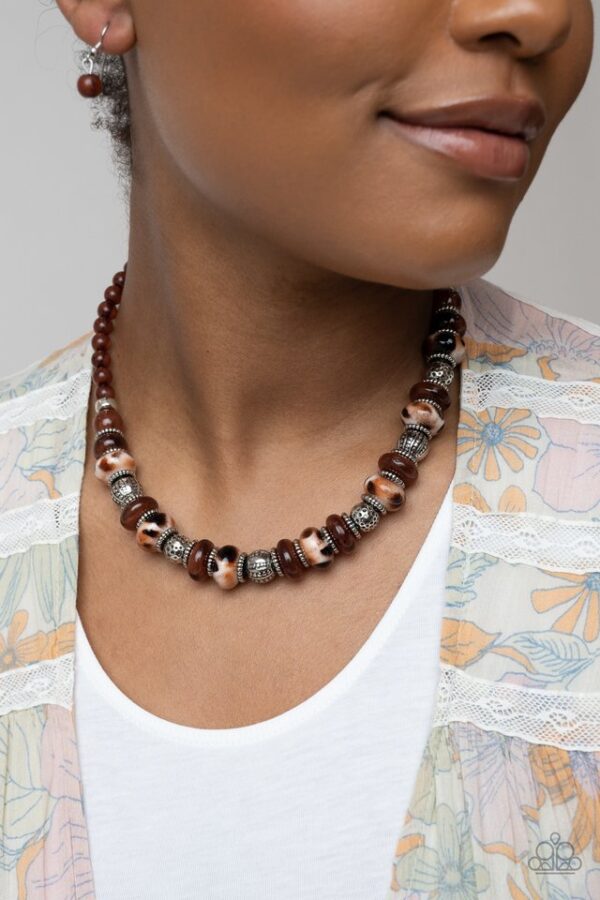 Paparazzi Necklace ~ Warped Whimsicality - Brown