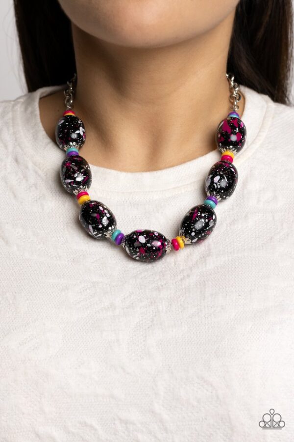 Paparazzi Necklace ~ No Laughing SPLATTER - Pink