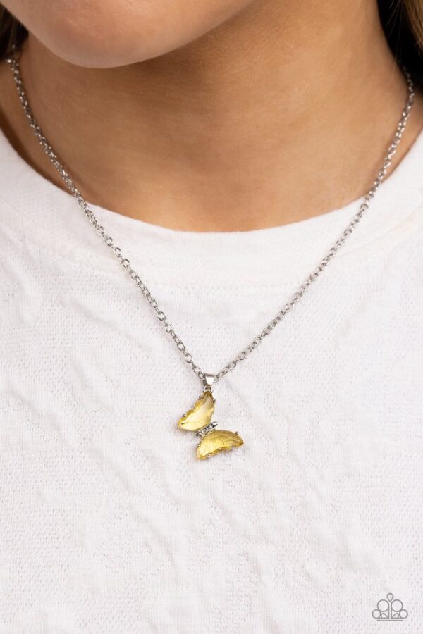 Paparazzi Necklace ~ Butterfly Lullaby - Yellow