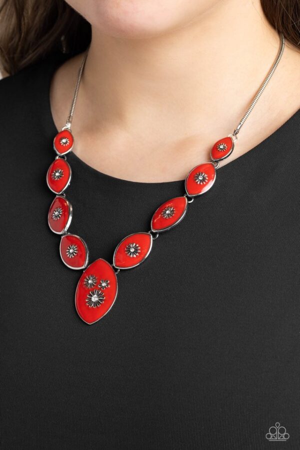 Paparazzi Necklace ~ Pressed Flowers - Red