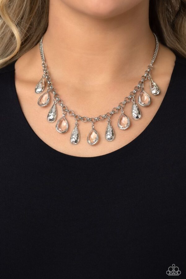 Paparazzi Necklace ~ Teardrop Timbre - White