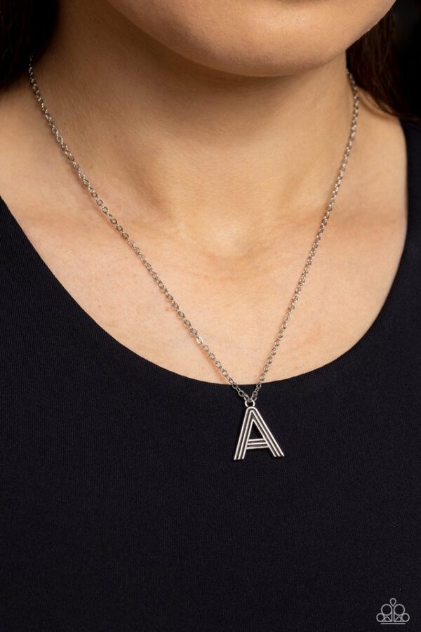 Paparazzi Necklace ~ Leave Your Initials - Silver - A