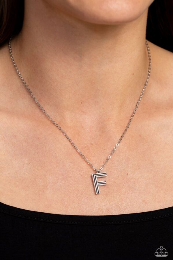 Paparazzi Necklace ~ Leave Your Initials - Silver - F