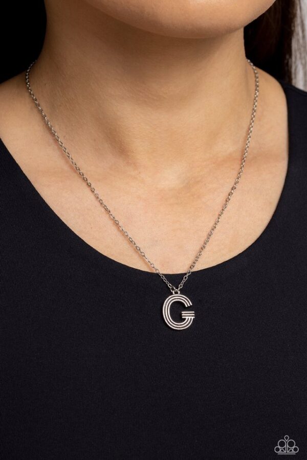 Paparazzi Necklace ~ Leave Your Initials - Silver - G