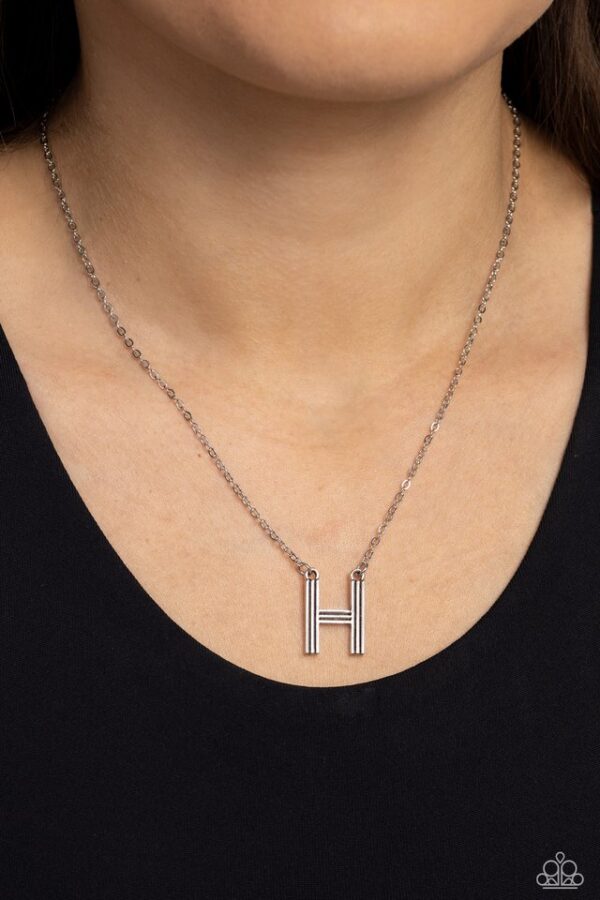 Paparazzi Necklace ~ Leave Your Initials - Silver - H