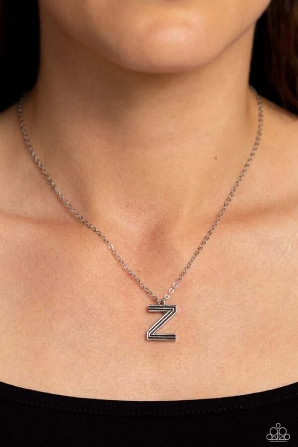 Paparazzi Necklace ~ Leave Your Initials - Silver - Z