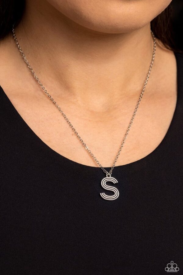 Paparazzi Necklace  ~ Leave Your Initials - Silver - S