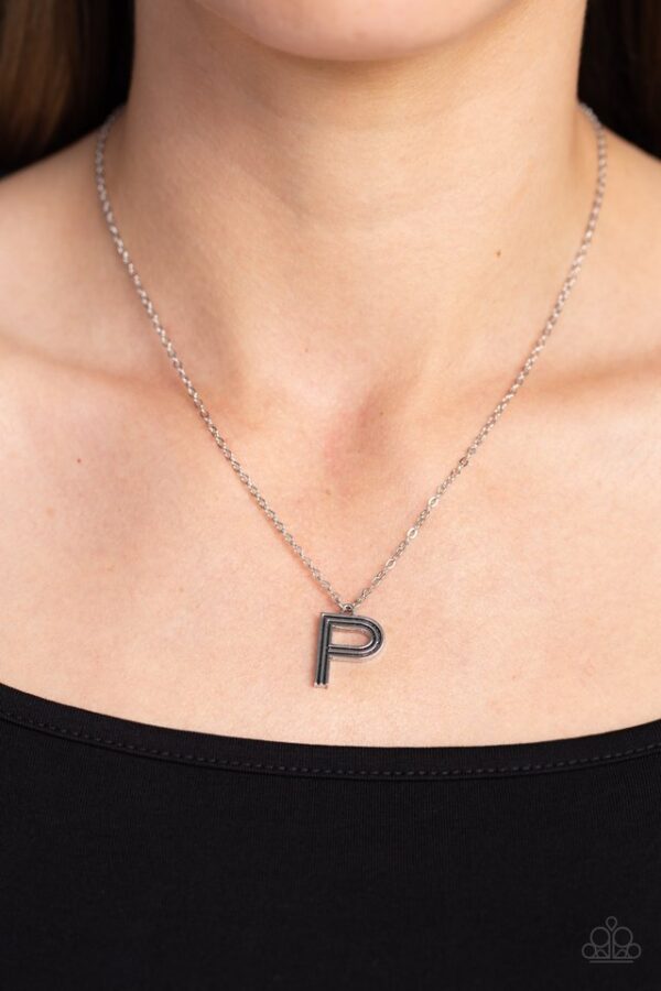 Paparazzi Necklace ~ Leave Your Initials - Silver - P