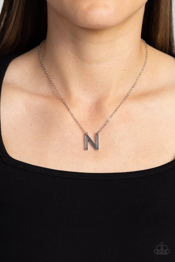 Paparazzi Necklace ~ Leave Your Initials - Silver - N