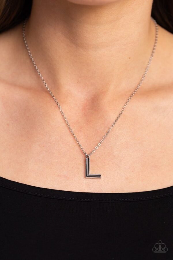 Paparazzi Necklace ~ Leave Your Initials - Silver - L