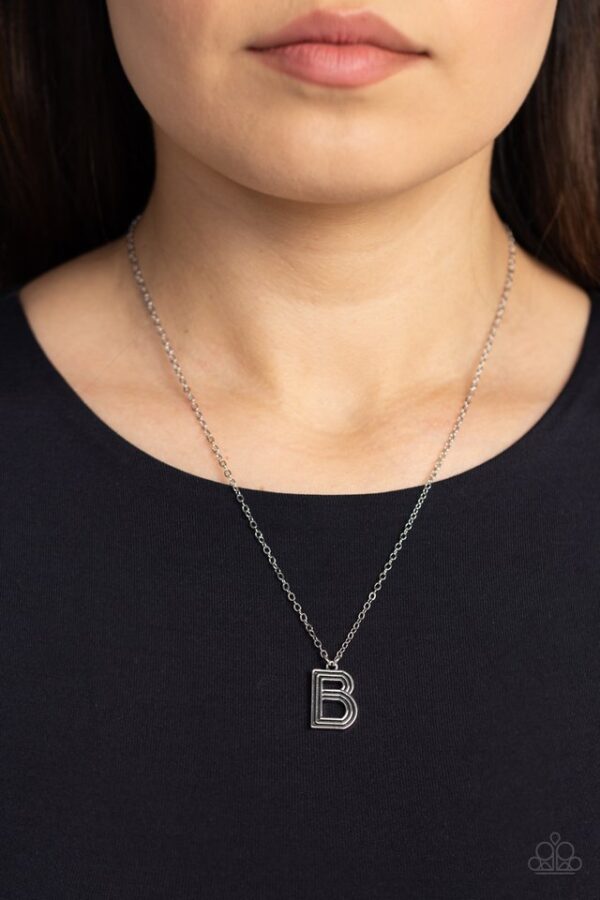 Paparazzi Necklace ~ Leave Your Initials - Silver - B