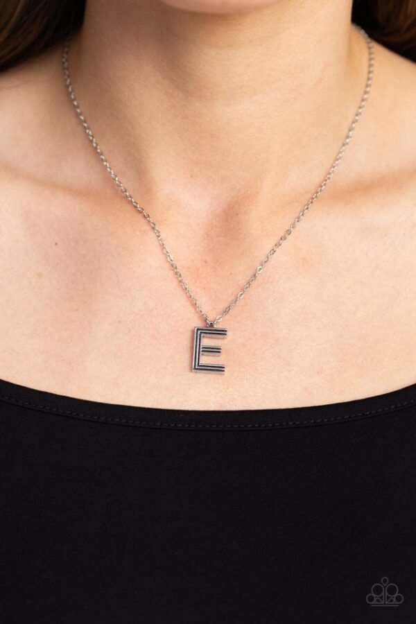 Paparazzi Necklace ~ Leave Your Initials - Silver - E