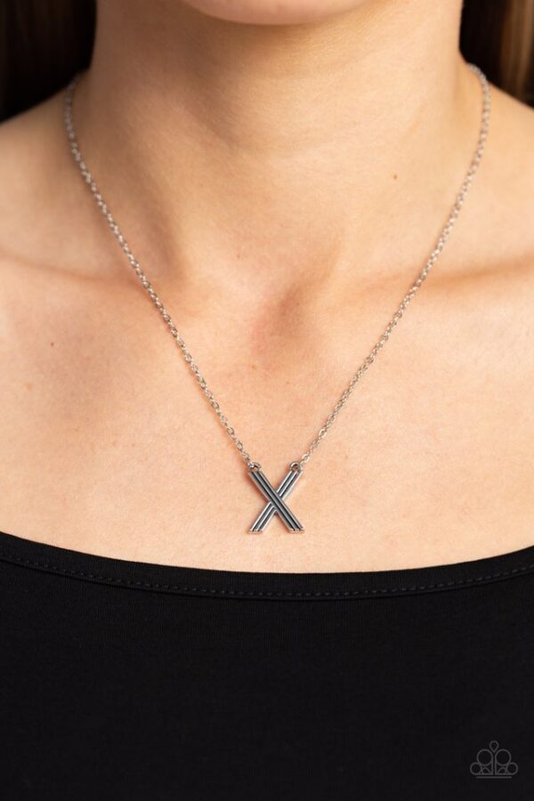 Paparazzi Necklace ~ Leave Your Initials - Silver - X