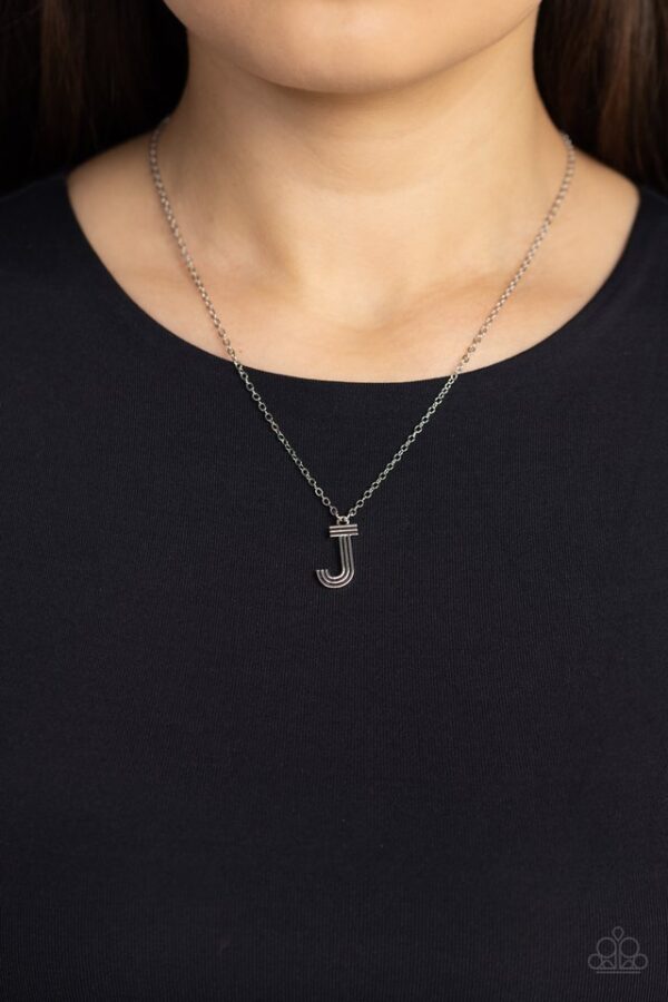 Paparazzi Necklace ~ Leave Your Initials - Silver - J