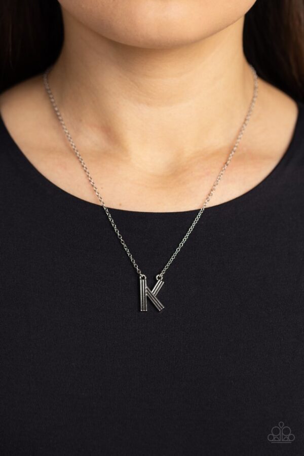 Paparazzi Necklace ~ Leave Your Initials - Silver - K