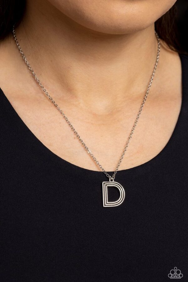 Paparazzi Necklace ~ Leave Your Initials - Silver - D