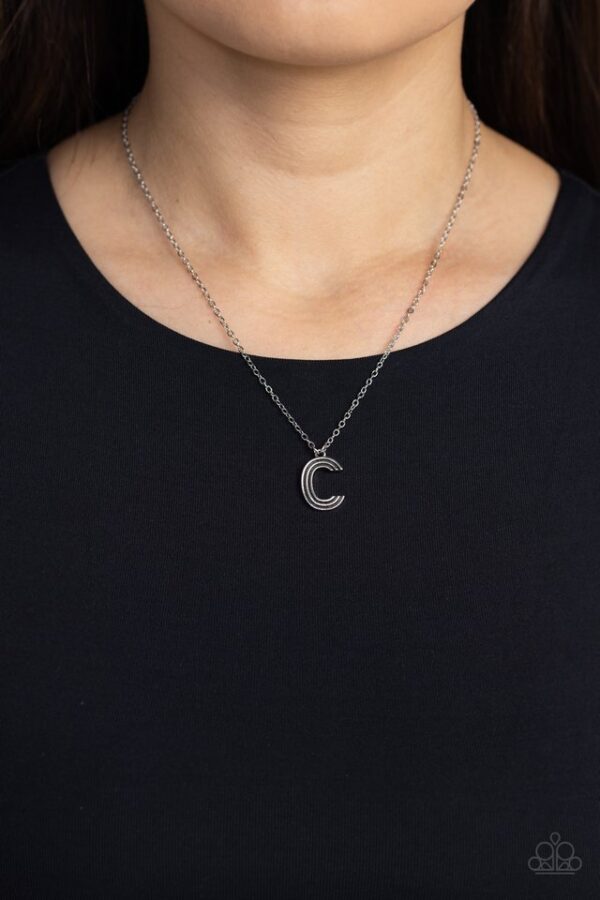 Paparazzi Necklace ~ Leave Your Initials - Silver - C