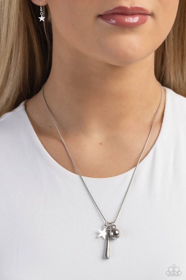 Paparazzi Necklace ~ Hey Batter Batter! - Silver