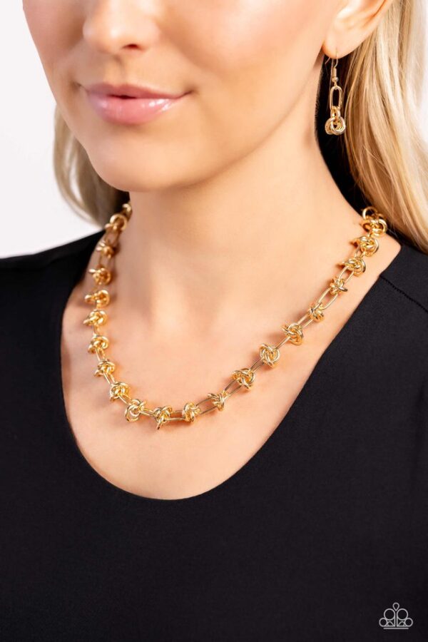 Paparazzi Necklace ~ Knotted Kickoff - Gold