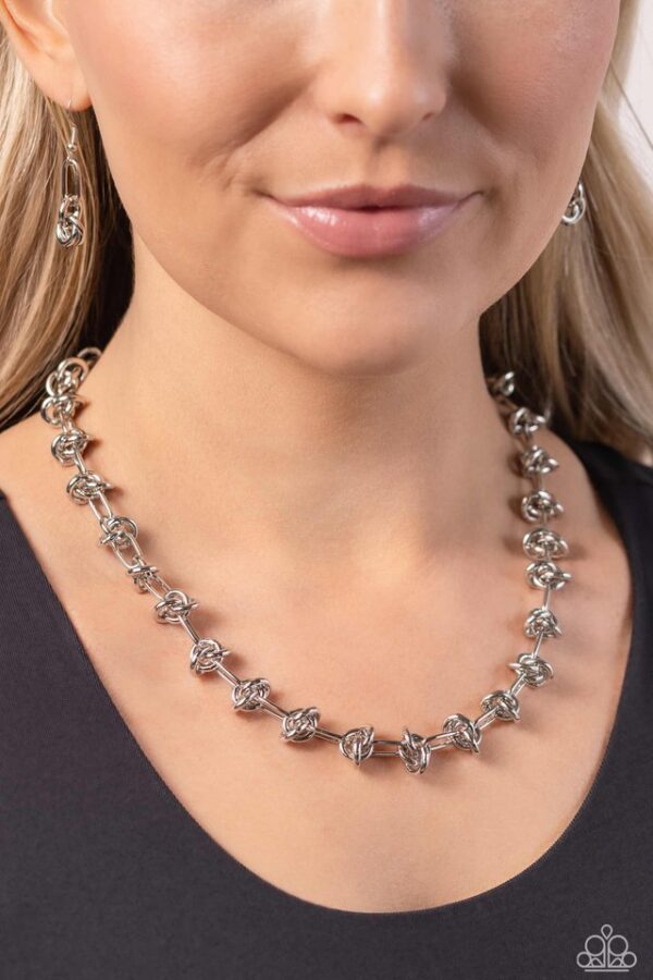 Paparazzi Necklace ~ Knotted Kickoff - Silver