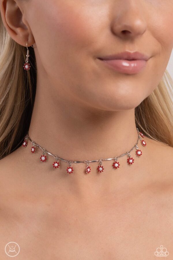 Paparazzi Necklace ~ Delicate Display - Red