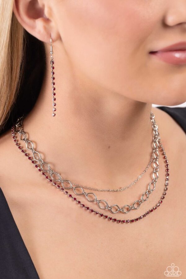 Paparazzi Necklace ~ Tasteful Tiers - Red