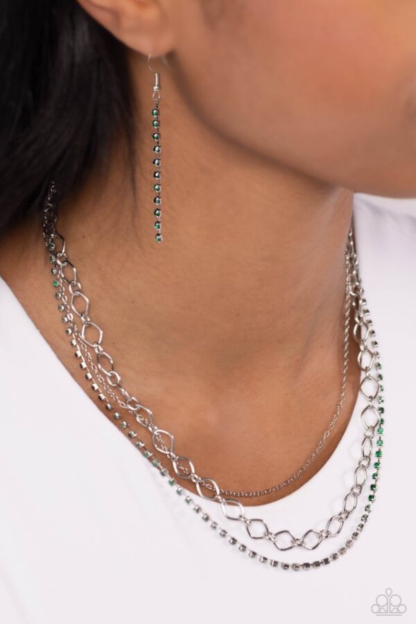 Paparazzi Necklace ~ Tasteful Tiers - Green