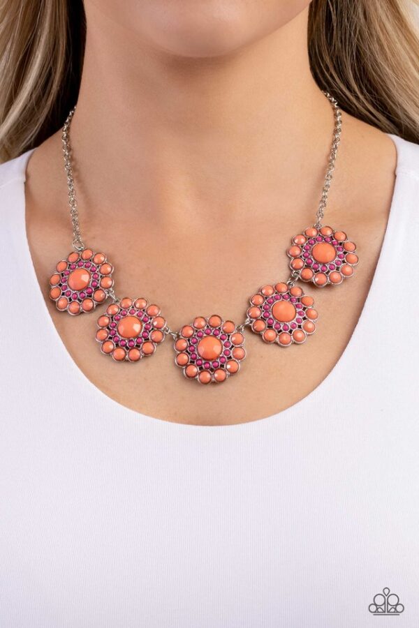 Paparazzi Necklace ~ Floral Fervor - Orange