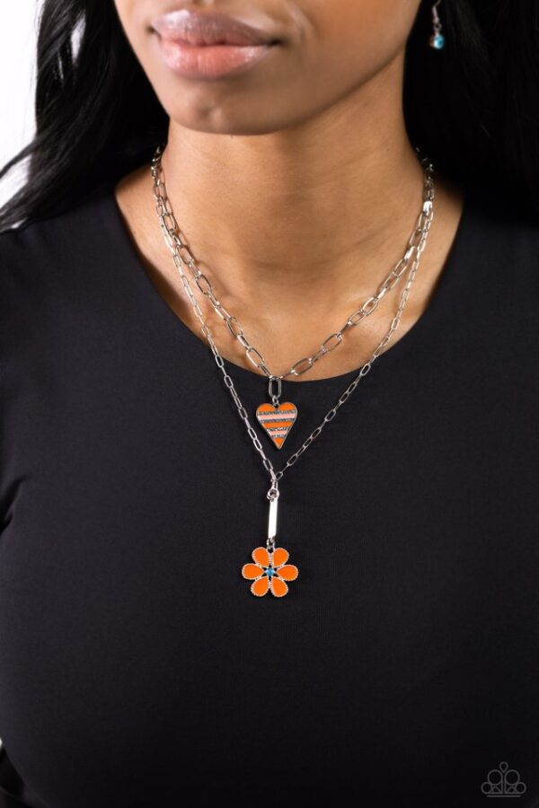 Paparazzi Necklace ~ Childhood Charms - Orange